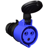 Pin and Sleeve Connector Devices 888-3126-NS IEC 60309 Cable Mount Connector, IP44 Rated, 20A 250V, 16A 220-250V, 6H, IEC 309 International Pin and Sleeve Devices 